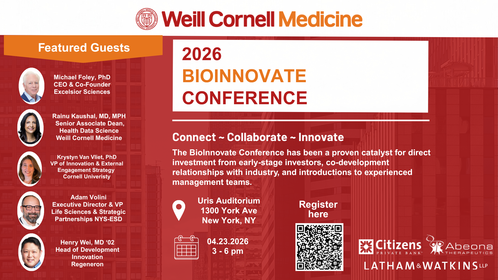 Headshots of five featured speakers - three men and two women