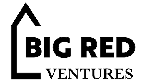 Big Red Ventures logo with half of a house shape and the words in all capital letters. The phrase "Big Red" is bold. 