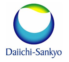 Daiichi Sankyo logo with the name in blue and a ball in green, yellow and blue color bands