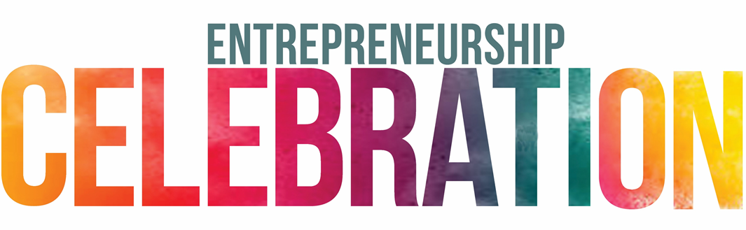 The phrase "Entrepreneurship Celebration" in all caps with letters in the word "Celebration" in different colors. 