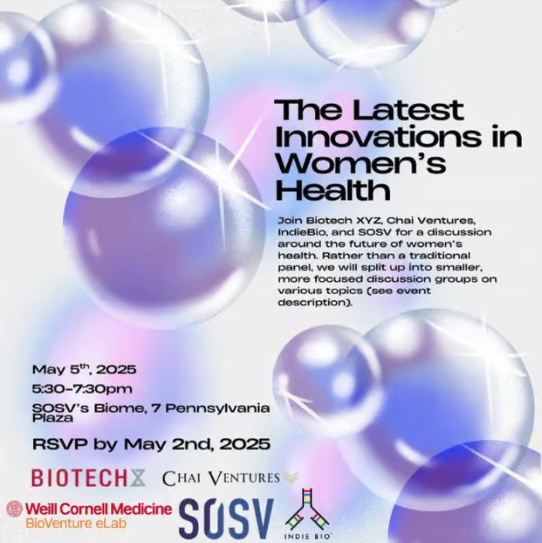 Event description against a background of purple bubbles. 