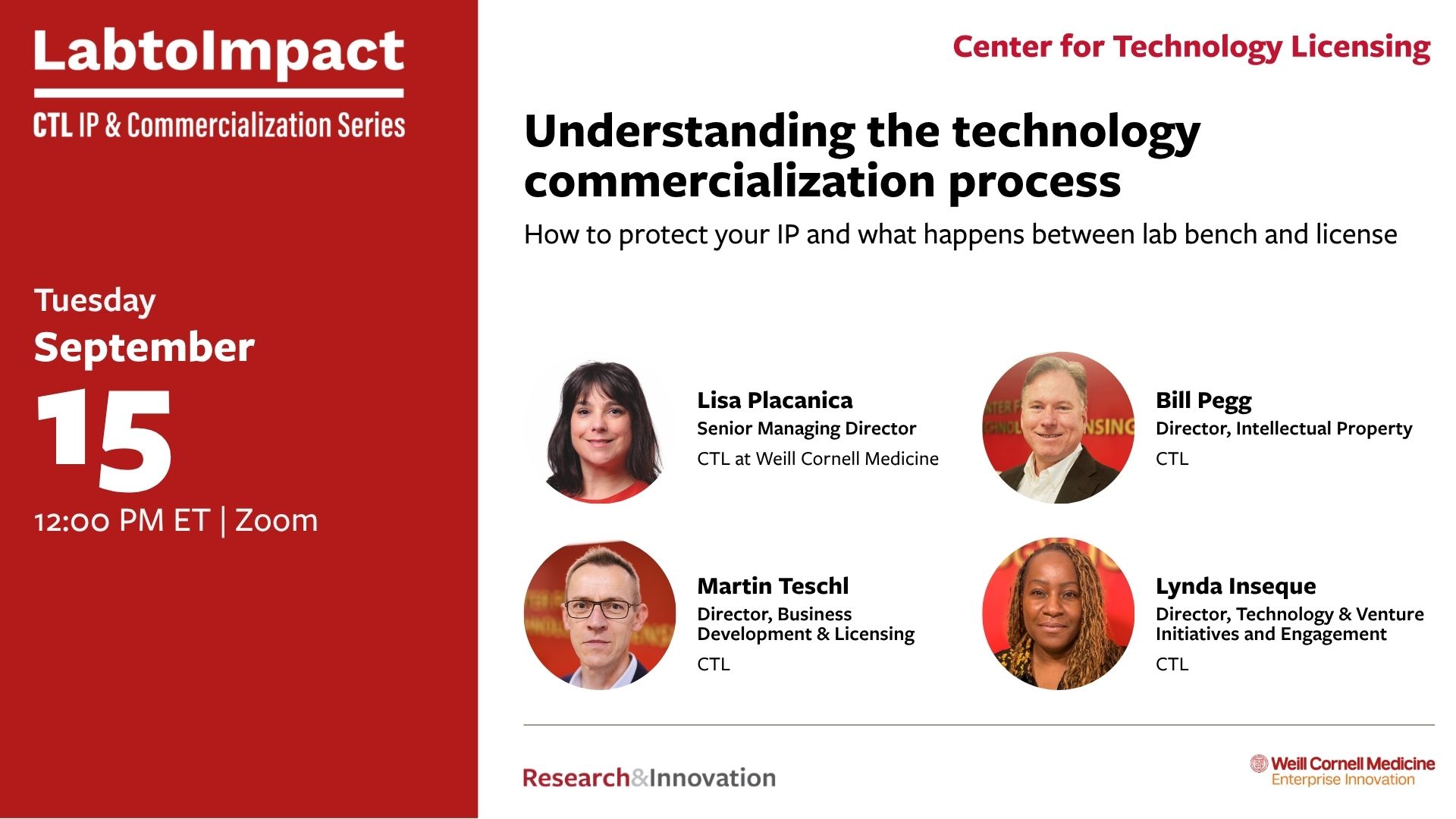 Headshots of the four speakers: two Caucasian men, one Caucasian woman and one black woman