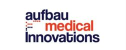 Aufbau Medical Innovations logo with the word "medical" in orange and the other two in navy blue