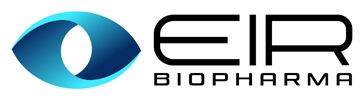 Company logo with the letters "EIR" stacked on top of "Biopharma". Letters are in all caps. To the left, there is an eye shape in blue.