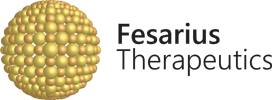 Fesarius Therapeutics logo with the two words in black and a sphere made of yellow balls